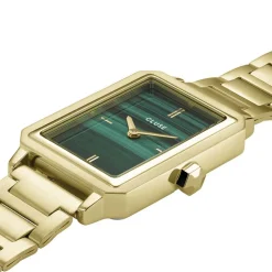 Hot CLUSE Montre Fluette Vert cadran doré fond vert bracelet acier doré