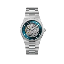 Best CLUSE Montre Vigoureux Automatique Bleu cadran argenté fond bleu bracelet acier argenté
