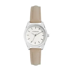 CODHOR Montre Anais Argenté cadran argente fond argenté bracelet synthétique beige