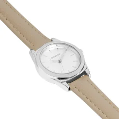 CODHOR Montre Anais Argenté cadran argente fond argenté bracelet synthétique beige