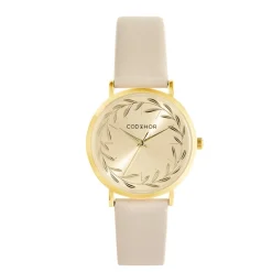 Discount CODHOR Montre Camille 3 Doré cadran doré fond doré bracelet synthétique cr&egrave;me