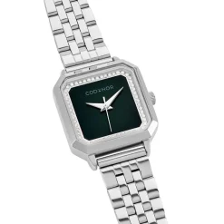 Online CODHOR Montre Carla Vert cadran argenté fond vert bracelet acier argenté