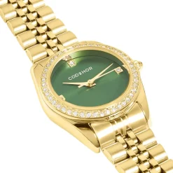Outlet CODHOR Montre Irina Vert cadran doré fond vert bracelet acier doré