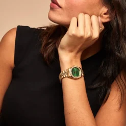 Outlet CODHOR Montre Irina Vert cadran doré fond vert bracelet acier doré