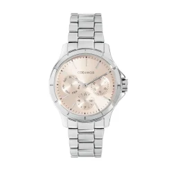 Clearance CODHOR Montre Juliette Rose cadran argenté fond rose bracelet alliage argenté