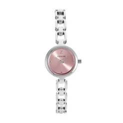 New CODHOR Montre Lina Rose cadran argenté fond rose bracelet alliage argenté