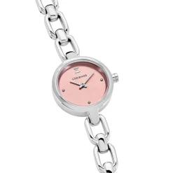 New CODHOR Montre Lina Rose cadran argenté fond rose bracelet alliage argenté
