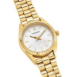 Discount CODHOR Montre Sandy Blanc cadran doré fond blanc bracelet alliage doré