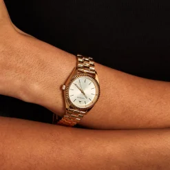 Discount CODHOR Montre Sandy Blanc cadran doré fond blanc bracelet alliage doré