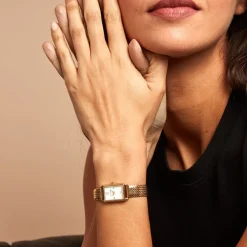 CODHOR Montre Suzy Blanc cadran doré fond blanc bracelet acier doré