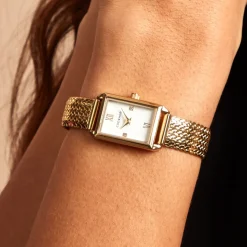 CODHOR Montre Suzy Blanc cadran doré fond blanc bracelet acier doré