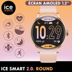 Hot ICE WATCH Montre Connectée Smart 2.0 cadran rose bracelet silicone rose