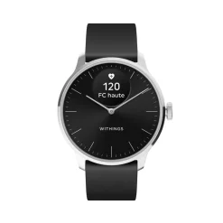 New WITHINGS Montre Connectée Scanwatch Light cadran argenté bracelet silicone noir