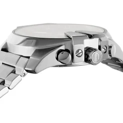 Clearance DIESEL Montre Mega Chief Noir cadran argenté fond noir bracelet acier argenté