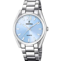 Online FESTINA Montre Boyfriend Bleu cadran argenté fond bleu bracelet acier argenté