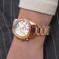 Hot FESTINA Montre Boyfriend Blanc cadran doré rose fond blanc bracelet acier doré rose