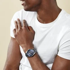 New FESTINA Montre Classics Bleu cadran argenté fond bleu bracelet cuir bleu