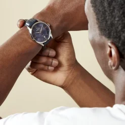 New FESTINA Montre Classics Bleu cadran argenté fond bleu bracelet cuir bleu