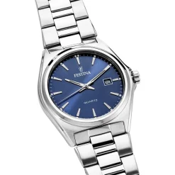 Clearance FESTINA Montre Classics Bleu cadran argenté fond bleu bracelet acier argenté