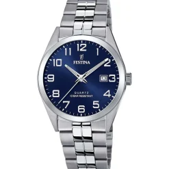 Sale FESTINA Montre Classics Bleu cadran argenté fond bleu bracelet acier argenté
