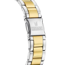 Sale FESTINA Montre Mademoiselle Bleu cadran argenté fond bleu bracelet acier bicolore