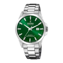 Online FESTINA SWISS MADE Montre 41 Vert cadran argenté fond vert bracelet acier argenté