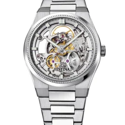 Discount FESTINA SWISS MADE Montre Automatic Squelette 40 Argenté