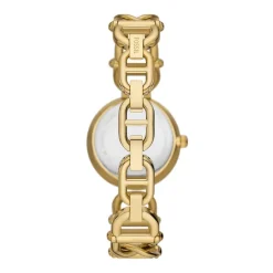 Outlet FOSSIL Montre Carlie Blanc cadran doré fond blanc bracelet acier doré