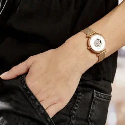 Clearance FOSSIL Montre Carlie Mini Me Nacre cadran doré rose fond nacre bracelet acier doré rose