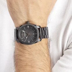 New FOSSIL Montre Machine Noir cadran noir fond noir bracelet acier noir