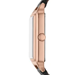 FOSSIL Montre Raquel Blanc cadran rose fond blanc bracelet cuir noir