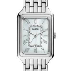 FOSSIL Montre Raquel Blanc cadran argenté fond blanc bracelet acier argenté