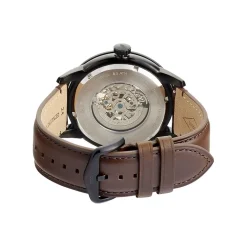 Sale FOSSIL Montre Townsman Auto Noir cadran noir fond noir bracelet cuir marron