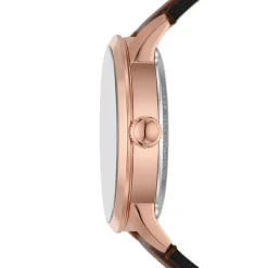 Clearance FOSSIL Montre Townsman Marron cadran rosé fond marron bracelet cuir de vache marron