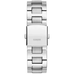 Outlet GUESS Montre Equity Noir cadran argenté fond noir bracelet acier argenté