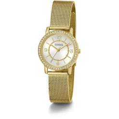 Online GUESS Montre Melody Blanc cadran doré fond blanc bracelet acier doré