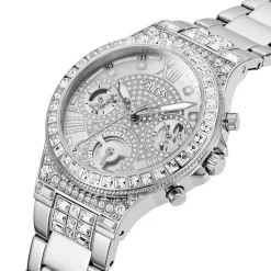 Discount GUESS Montre Moonlight Argenté cadran argenté fond argenté bracelet acier argenté