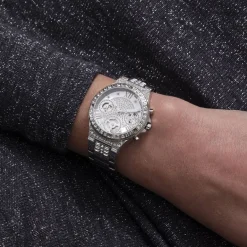 Discount GUESS Montre Moonlight Argenté cadran argenté fond argenté bracelet acier argenté