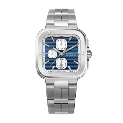 Sale HERBELIN Montre Cap Camarat Bleu cadran argenté fond bleu bracelet acier argenté