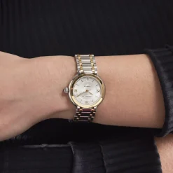 Online HERBELIN Montre Galet Blanc cadran bicolore fond blanc bracelet acier bicolore