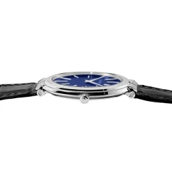 Hot HERBELIN Montre Newport Slim Bleu cadran argenté fond bleu bracelet cuir noir