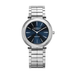 HERBELIN Montre Newport Slim Bleu cadran argenté fond bleu bracelet acier argenté