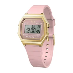 Clearance ICE WATCH Montre Digit Retro Rose cadran doré bracelet silicone rose