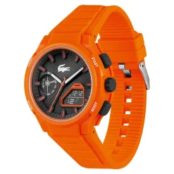 Sale LACOSTE Montre Lc33 Noir cadran orange fond noir bracelet silicone orange