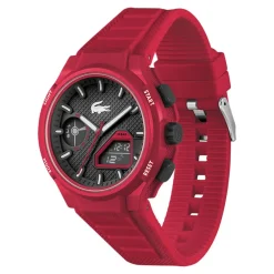 Discount LACOSTE Montre Lc33 Noir cadran rouge fond noir bracelet silicone rouge