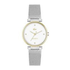 Clearance LACOSTE Montre Orba Blanc cadran doré fond blanc bracelet acier argenté