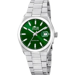 Discount LOTUS Montre Automatico Vert cadran argenté fond vert bracelet acier argenté