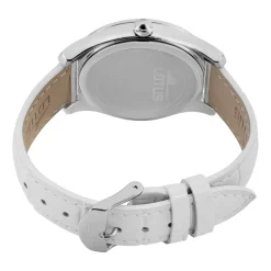 Best LOTUS Montre Bliss Argenté cadran doré fond argenté bracelet cuir blanc