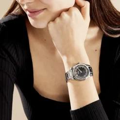 New LOTUS Montre Bliss Noir cadran argenté fond noir bracelet acier argenté