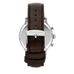 Discount MASERATI Montre Epoca Bleu cadran argenté fond bleu bracelet cuir marron